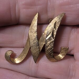 Vintage Letter M Initial Brooch Pin